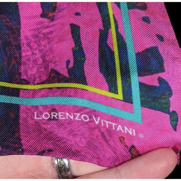 Lorenzo Vittani Bright Rainbow Abstract Square Scarf - Picture 4 of 7